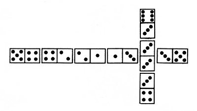 After one or both ends of the doublet have been brought into the game, suddenly there are three or four numbers to add up as possible points and thus bigger scores to be made. This move scores 20 points.